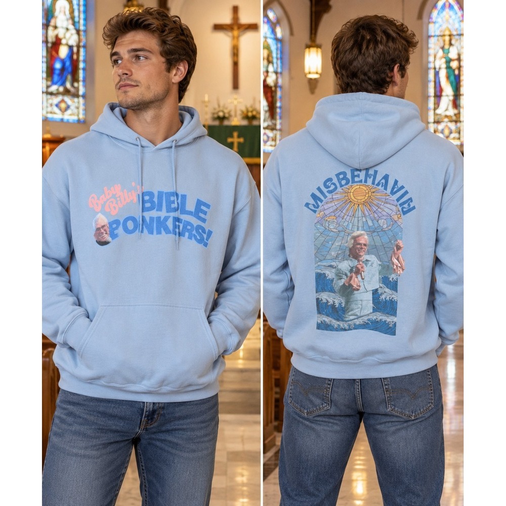 Baby Billy Bible Bonkers Hoodie Large Righteous Gemstones Misbehavin Gildan 3040